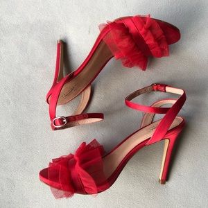 Halogen x Atlantic-Pacific ~ Angelle Ruffle Sandal Heel ~ Women’s Size 5.5